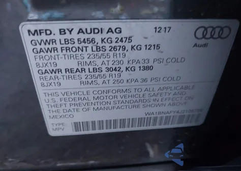 2018 Audi Q5 2.0T Premium/2.0T Tech Premium from USA, damaged, VIN WA1BNAFY4J2105735